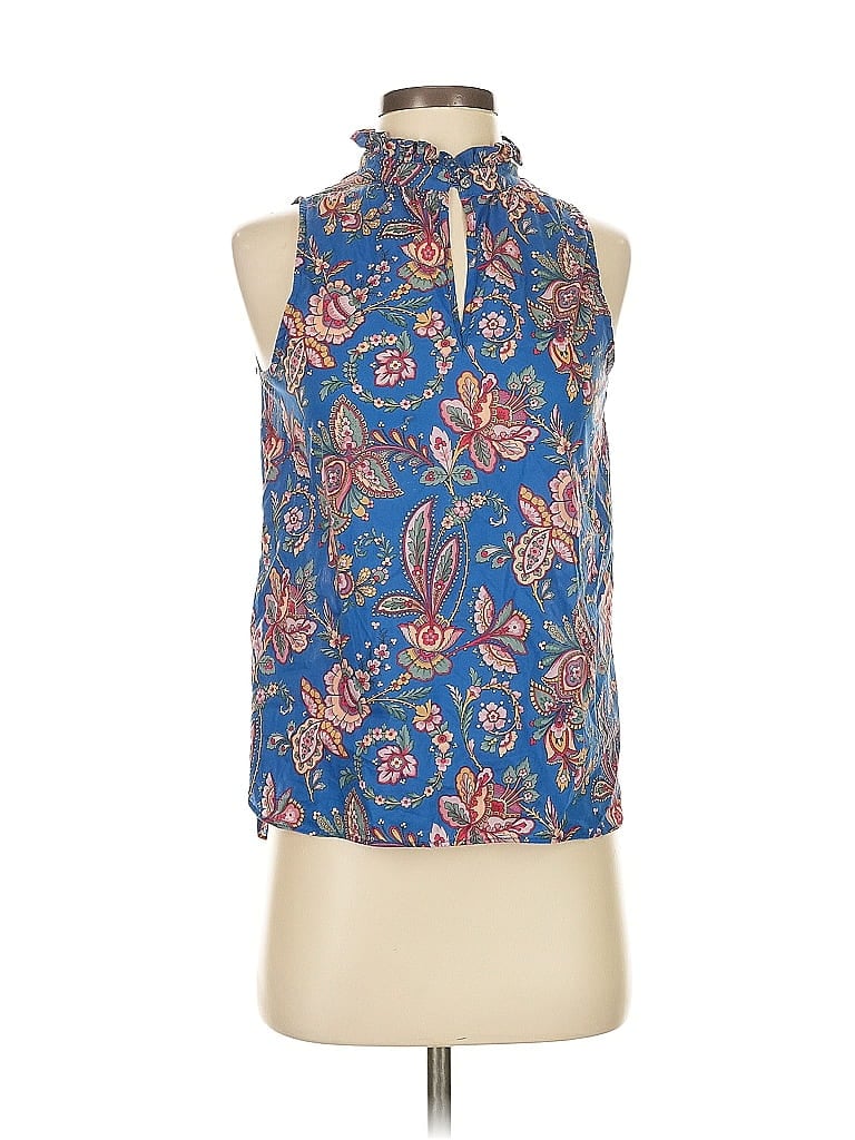 Pre-owned Liberty Art Fabrics For J.crew Sleeveless Blouse In Blue
