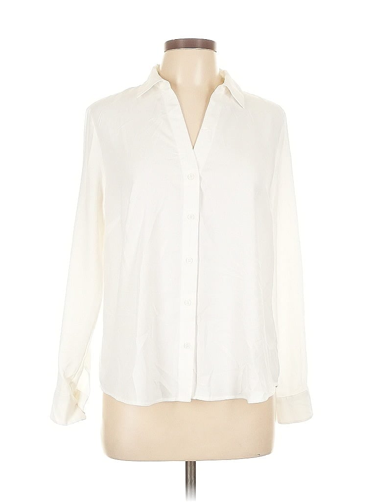 Pre-owned H&m Long Sleeve Blouse In White