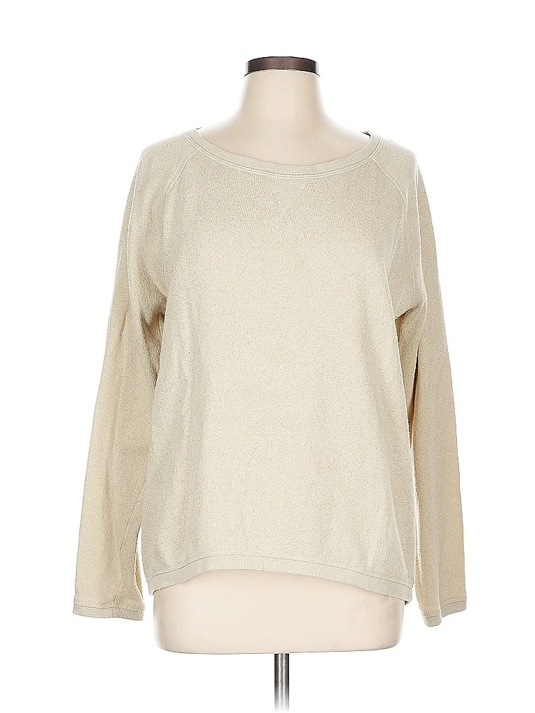 Pre-owned Xersion Long Sleeve Top Ivory Boatneck Tops In White