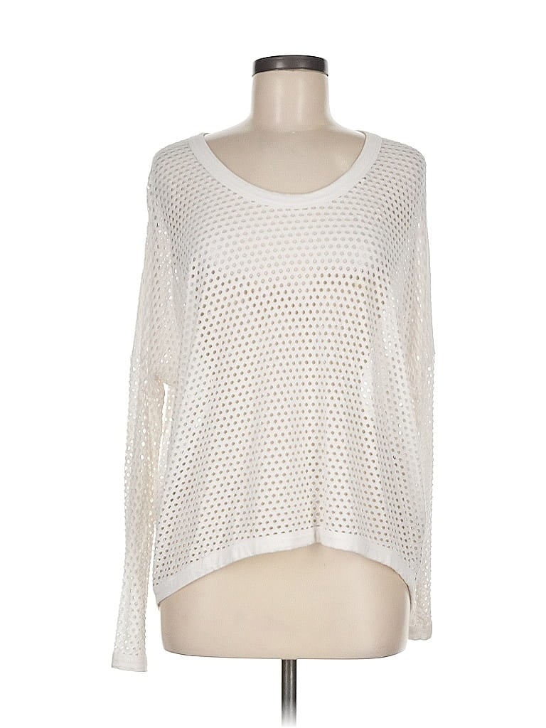 Pre-owned Karen By Karen Kane Long Sleeve T-shirt In White
