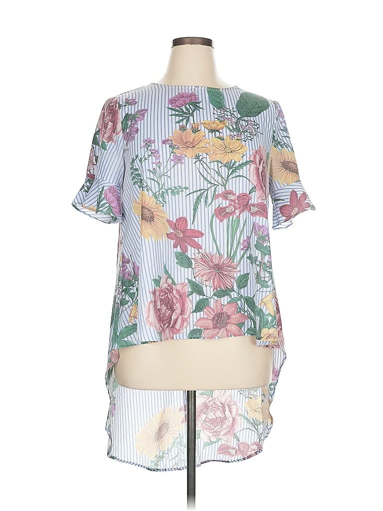 Pre-owned Shein Short Sleeve Blouse In Gray