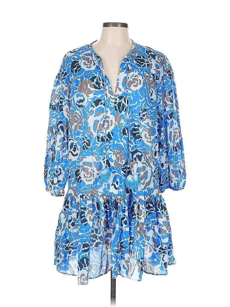 Tanya Taylor 100% Cotton Paisley Blue Casual Dress Size L - photo 1