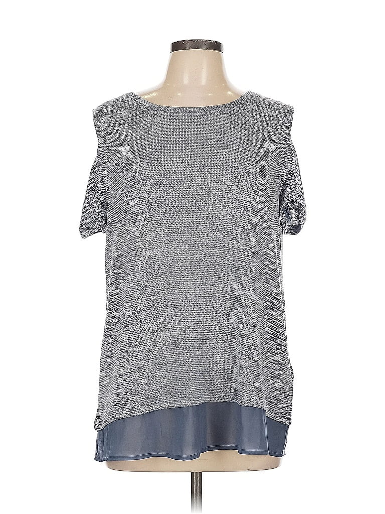 Pre-owned Inc International Concepts Short Sleeve Top Gray Cold Shoulder Neckline Tops