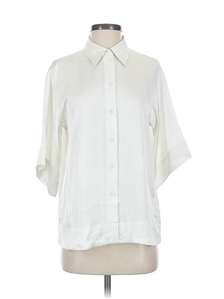 Pre-owned H&m Short Sleeve Blouse In White