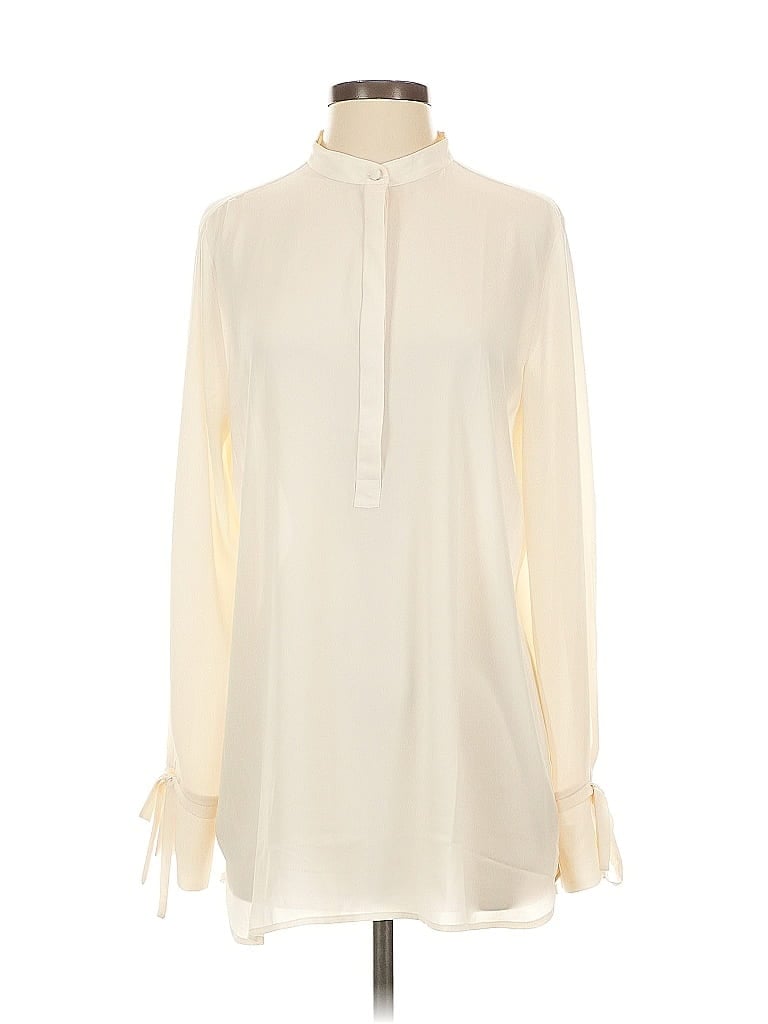 Pre-owned Ann Taylor Long Sleeve Blouse In White