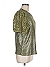 Anna Kay Metallic Green Short Sleeve Top Size M - photo 4