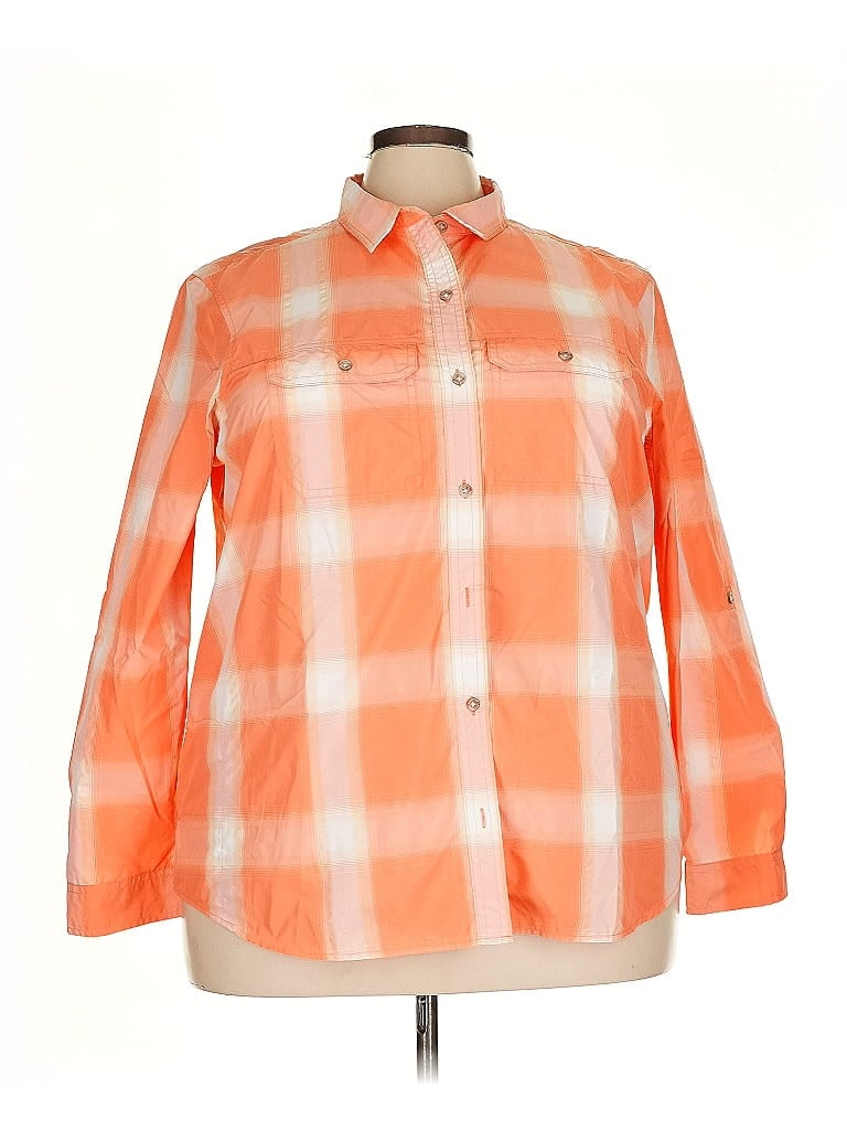 Pre-owned Eddie Bauer Long Sleeve Blouse In Orange