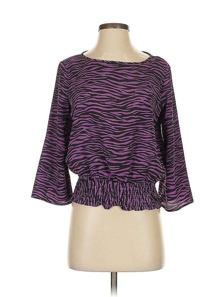 Pre-owned Michael Michael Kors 3/4 Sleeve Top Purple Boatneck Tops