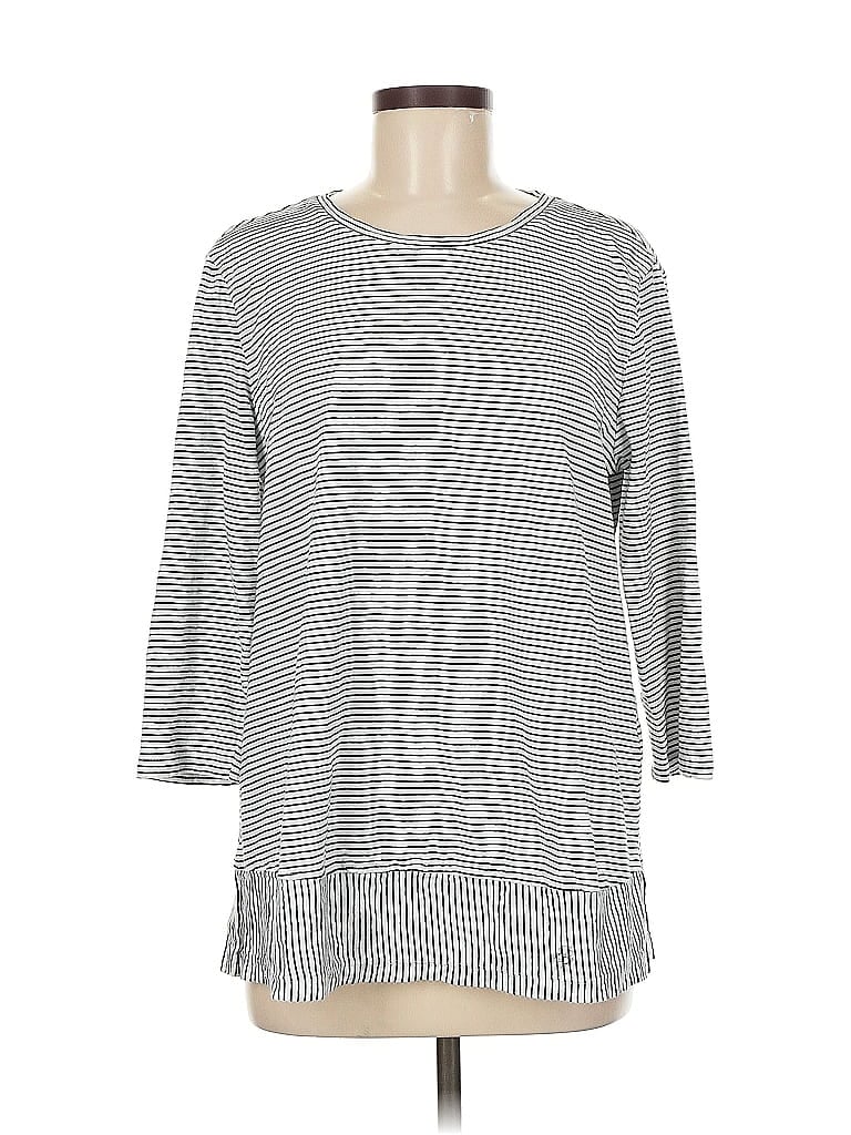 Pre-owned Lands' End 3/4 Sleeve T-shirt In Gray