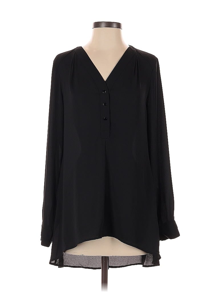 Pre-owned White House Black Market Long Sleeve Blouse In Black