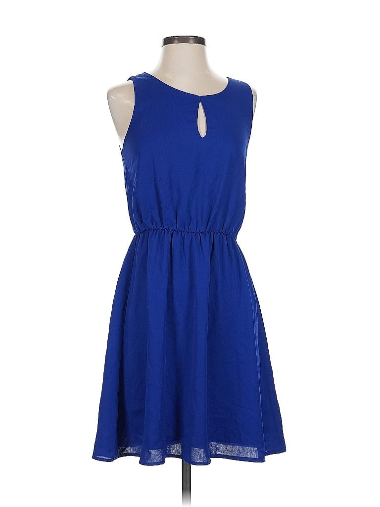 Everly 100% Polyester Solid Blue Casual Dress Size S - photo 1