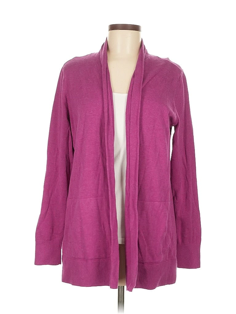 Pre-owned Lands' End Cardigan Sweater In Purple