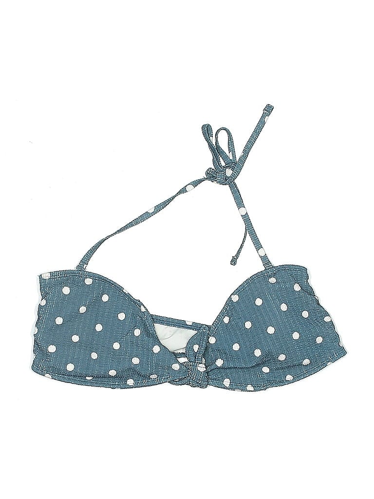 Pre-owned Out From Under Swimsuit Top Blue Polka Dots Pattern Swimwear
