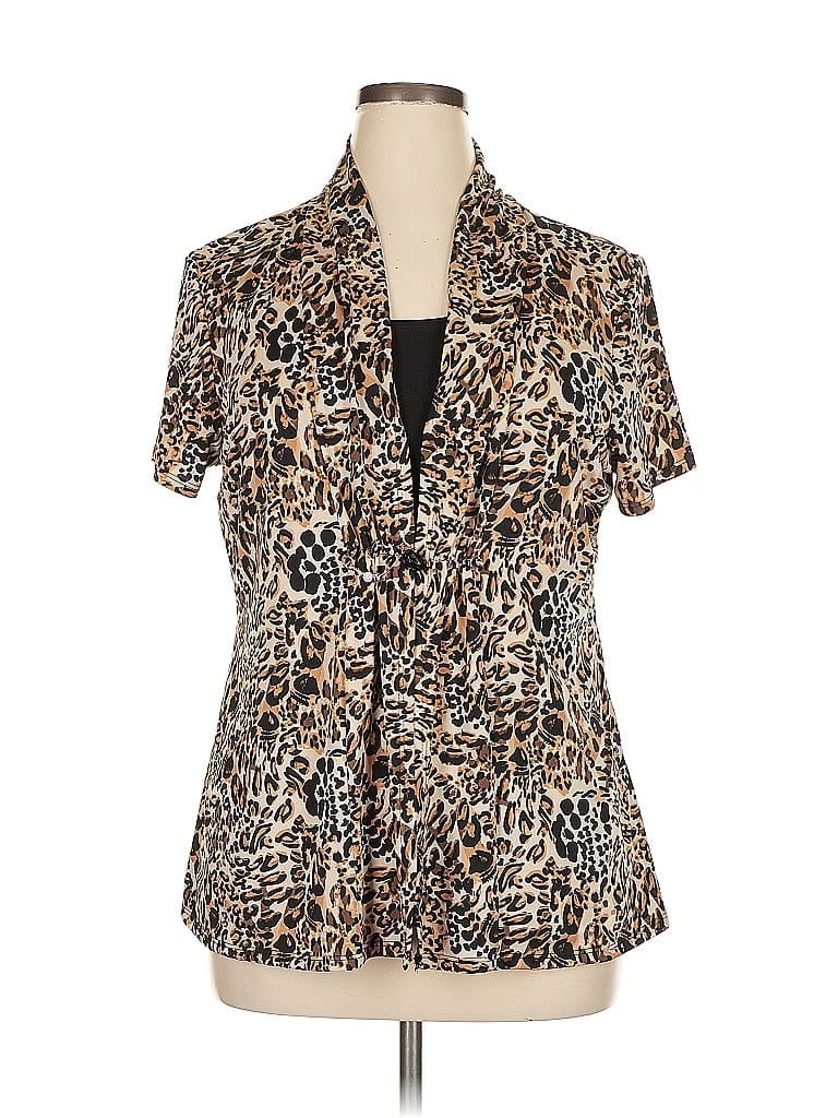 Pre-owned Notations Short Sleeve Blouse In Brown