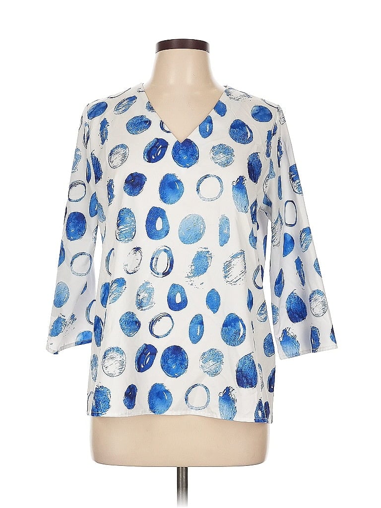 Pre-owned Unbranded 3/4 Sleeve Blouse In Blue