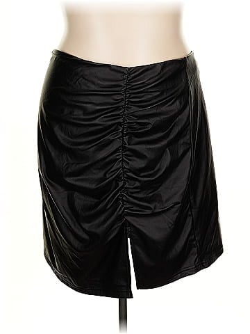 Shein Curve Faux Leather Skirt (view 1)