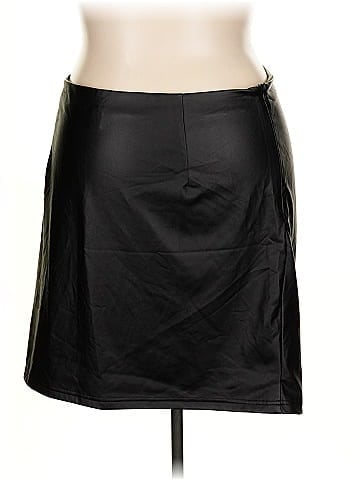 Shein Curve Faux Leather Skirt (view 2)