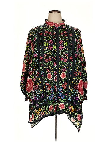 Johnny Was 3/4 Sleeve Silk Top (view 1)