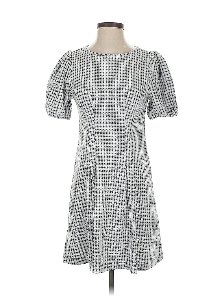 Ann Taylor LOFT Checkered-gingham Gray Casual Dress Size 4 - photo 1
