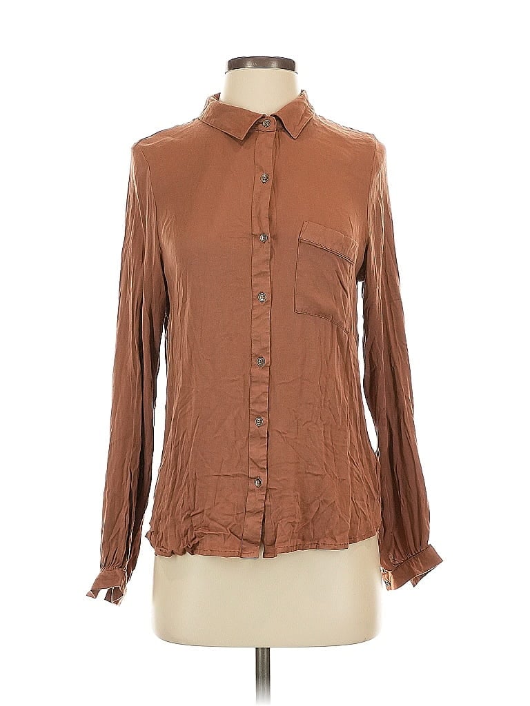 Pre-owned Splendid Long Sleeve Blouse In Brown