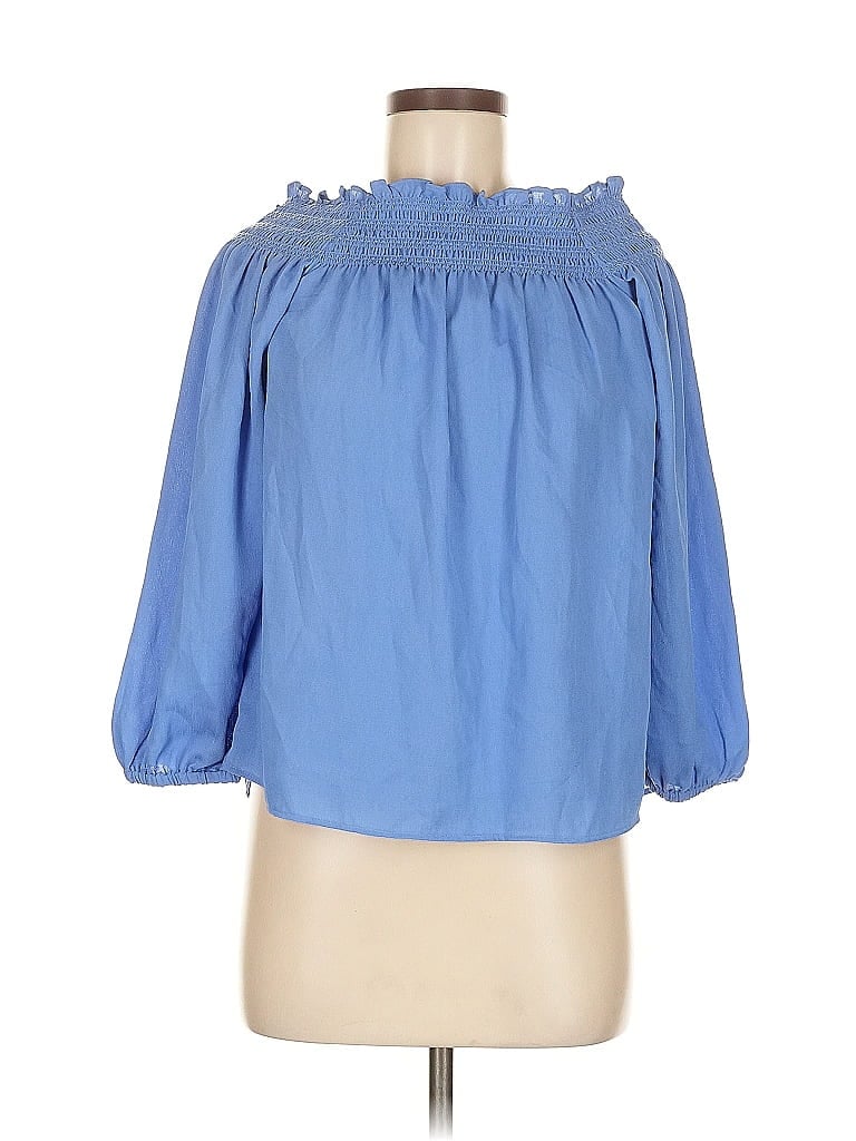 Pre-owned Ann Taylor 3/4 Sleeve Blouse In Blue