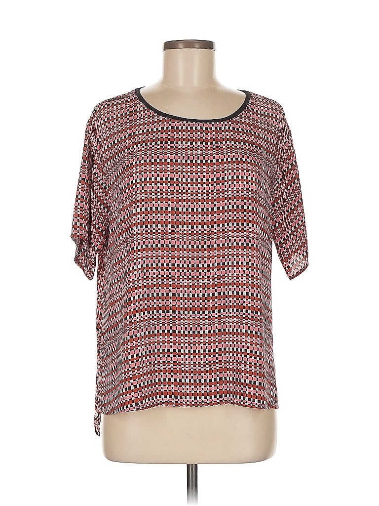 Pre-owned Ann Taylor Short Sleeve Blouse In Red