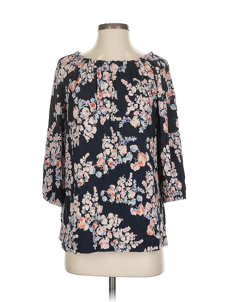 Pre-owned Jjill 3/4 Sleeve T-shirt In Blue