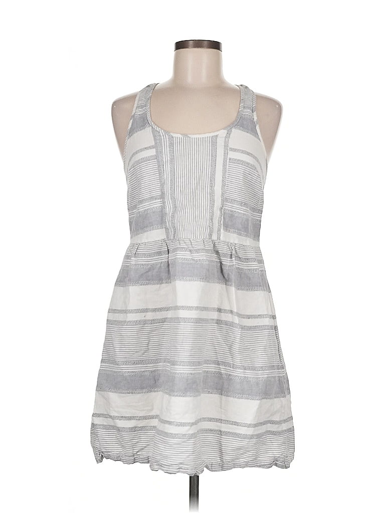 Lou & Grey Stripes Gray Casual Dress Size 6 - photo 1