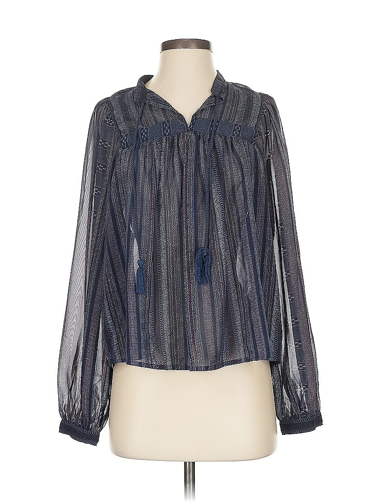 Pre-owned Lucky Brand Long Sleeve Blouse In Blue