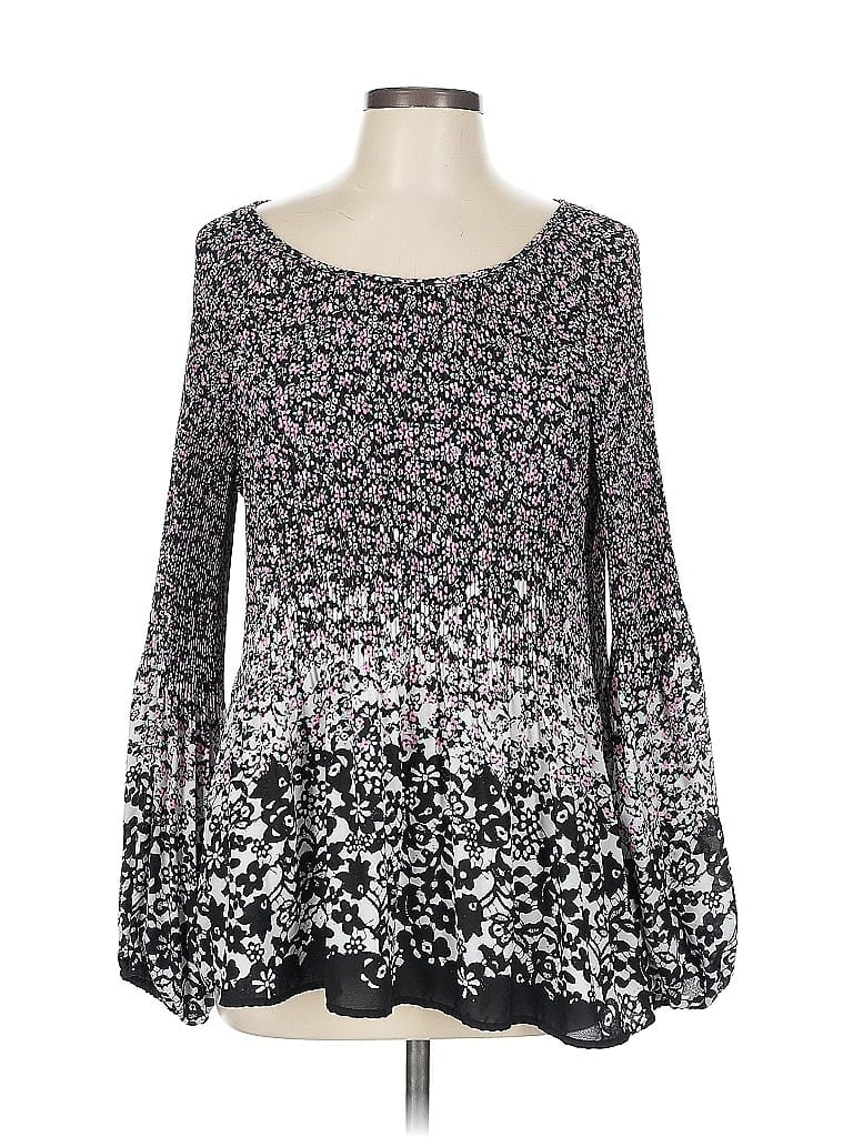 Pre-owned Bobeau Long Sleeve Blouse In Black