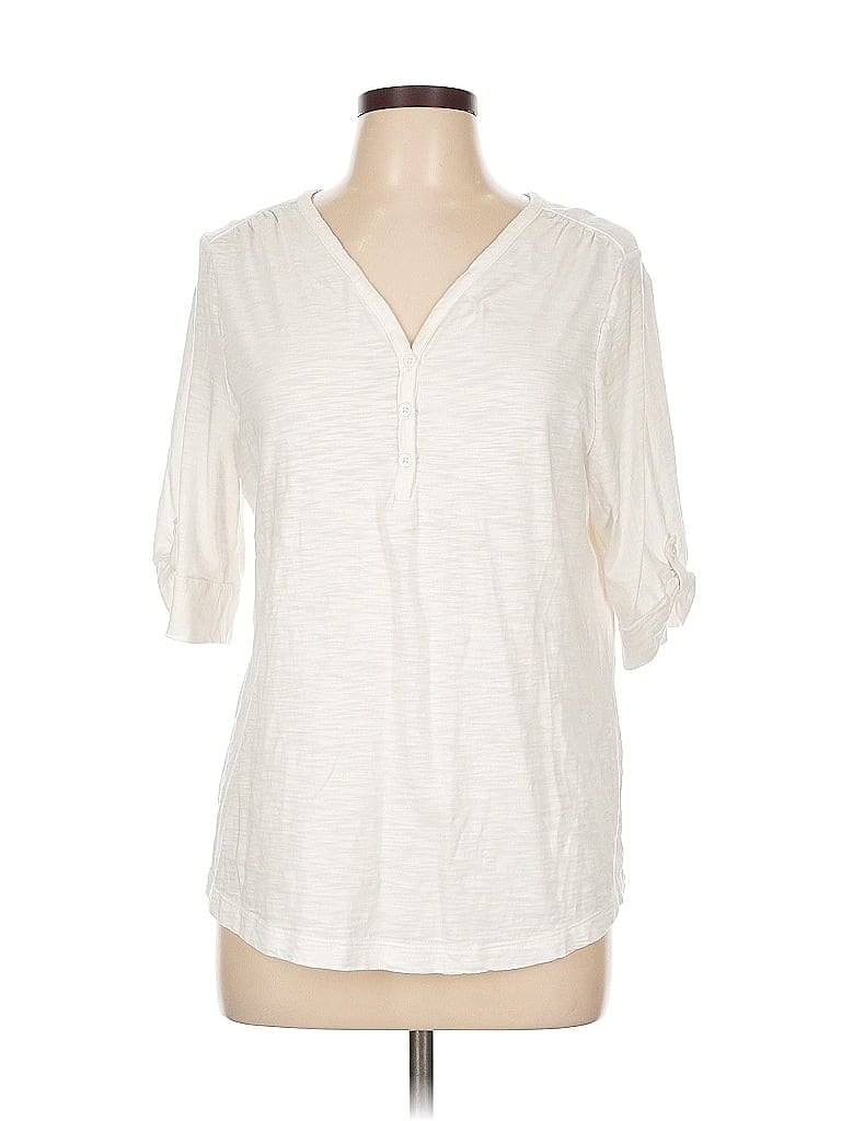 Click to view more detailed imagery on our partner's website Pre-owned Chico's Short Sleeve Henley Shirt In White