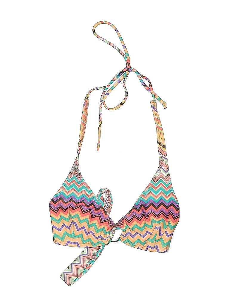 Pre-owned Shoshanna Swimsuit Top Pink Chevron/herringbone Pattern Swimwear