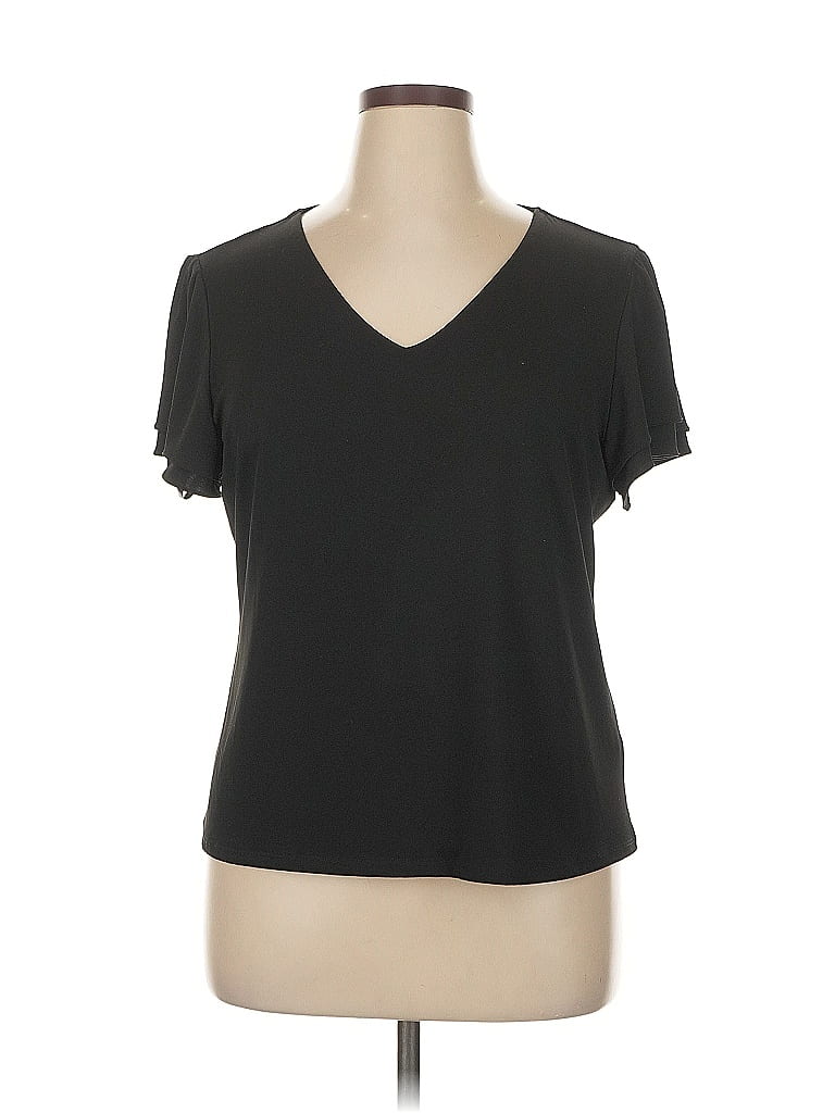 Pre-owned Premise Short Sleeve Top Black V Neck Tops
