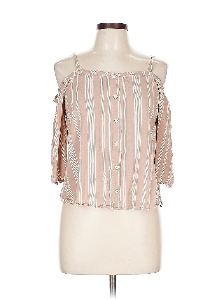 Pre-owned Studio B By Bobeau 3/4 Sleeve Blouse In Brown