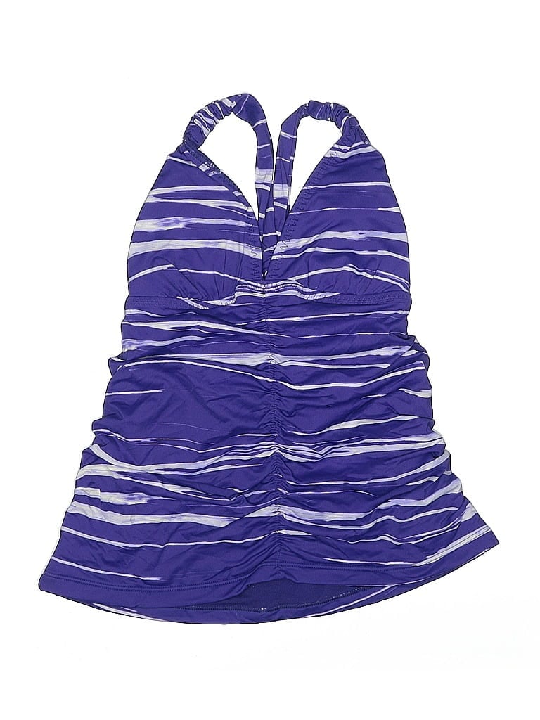 Pre-owned Athleta Swimsuit Top Purple Stripes Pattern Swimwear