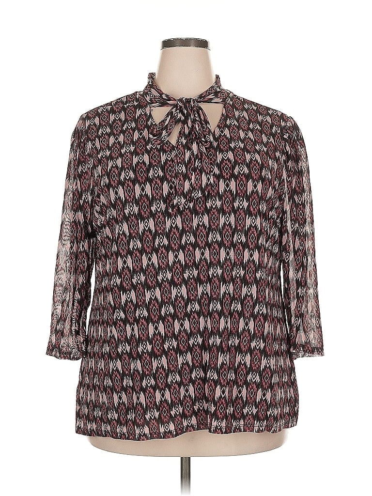 Pre-owned Alove Story A...love Story 3/4 Sleeve Blouse In Burgundy