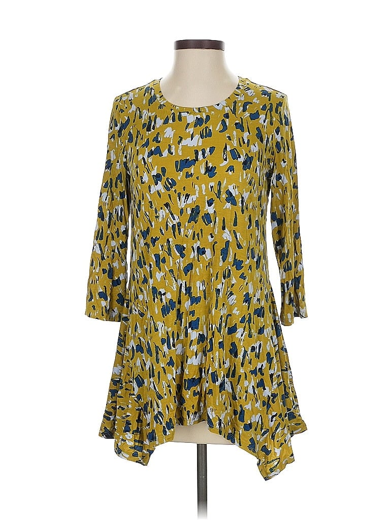 LOGO by Lori Goldstein Yellow 3/4 Sleeve Blouse Size S - photo 1