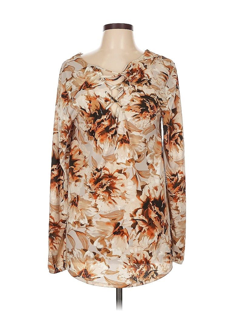 Pre-owned Jennifer Lopez Long Sleeve Blouse In Brown