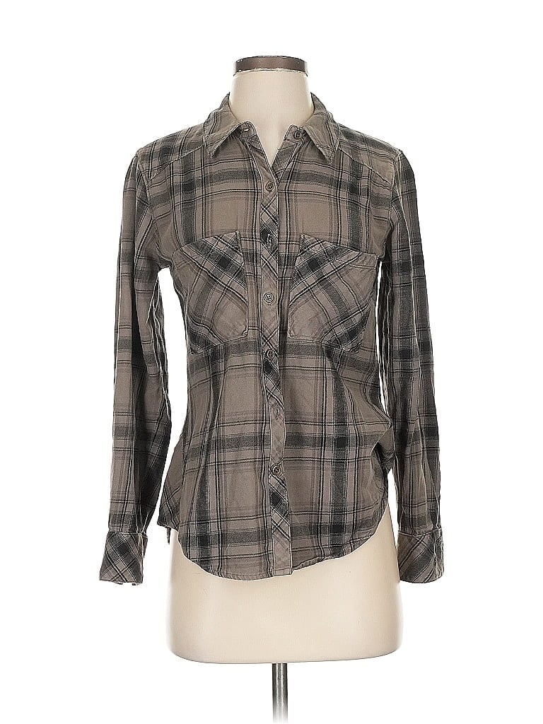 Pre-owned Michael Stars Long Sleeve Button Down Shirt In Gray