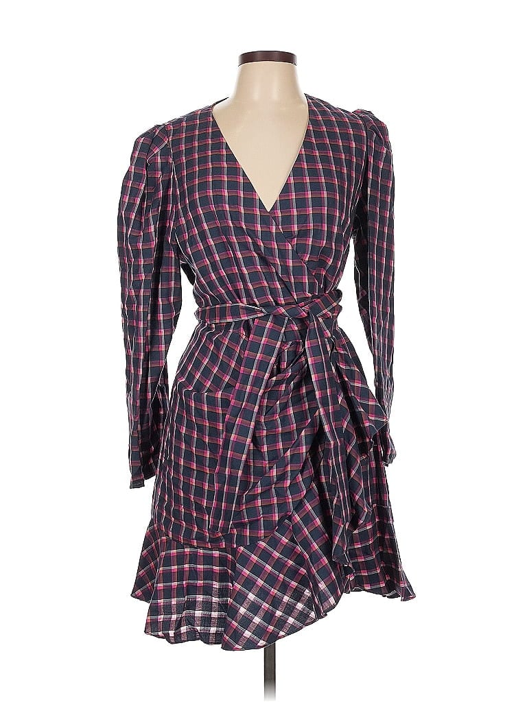 Tanya Taylor Plaid Burgundy Casual Dress Size 12 - photo 1