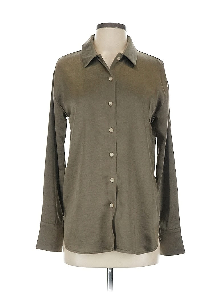 Mystree Green Brown Long Sleeve Blouse Size S - photo 1