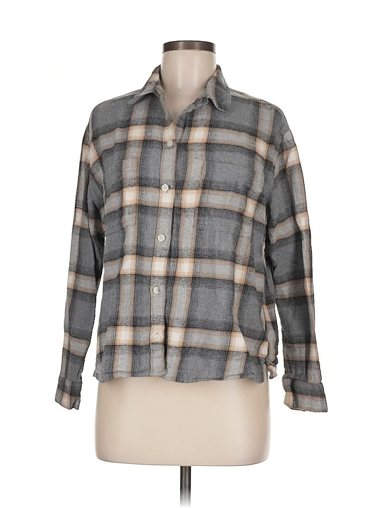 Pre-owned Old Navy Long Sleeve Button Down Shirt In Gray