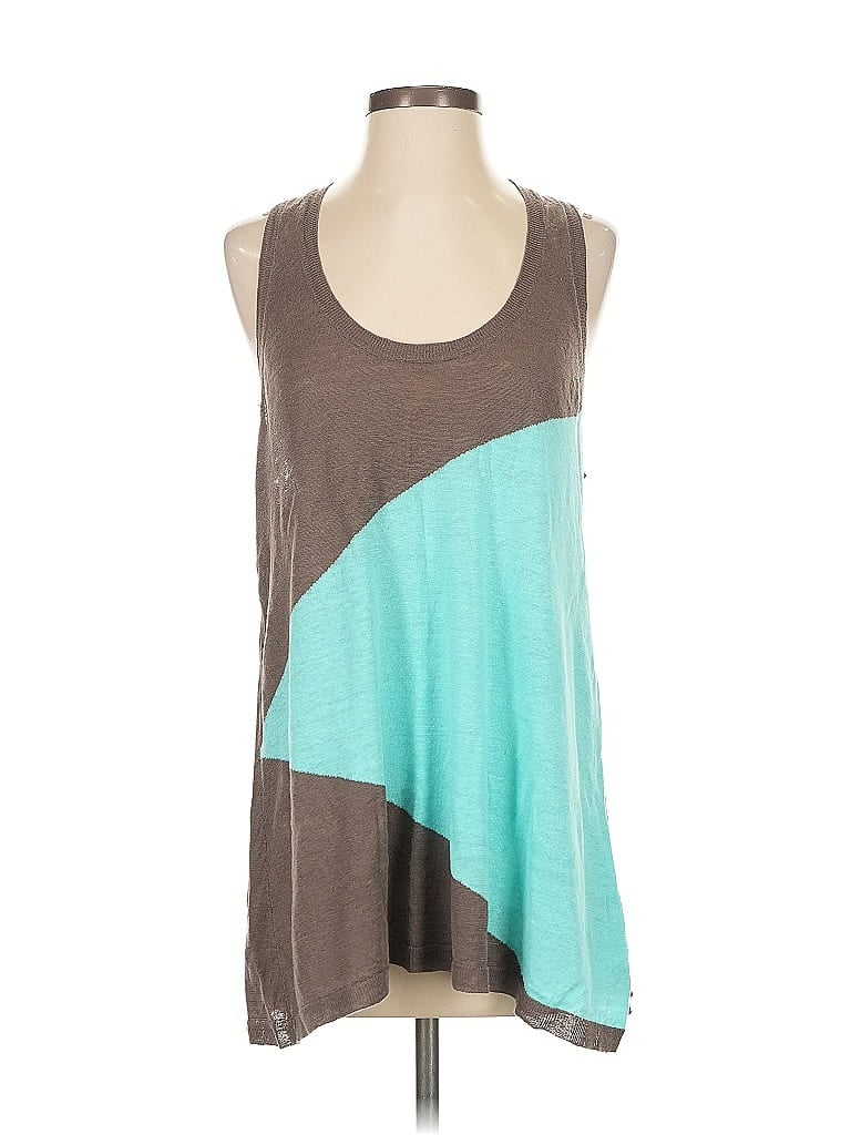 Pre-owned Donna Karan Tank Top Teal Scoop Neck Tops In Blue