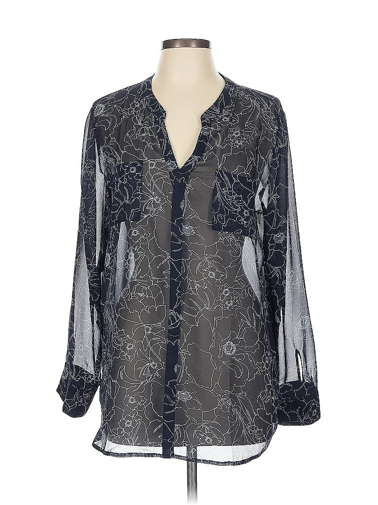 Pre-owned Ann Taylor Loft Outlet Long Sleeve Blouse In Silver