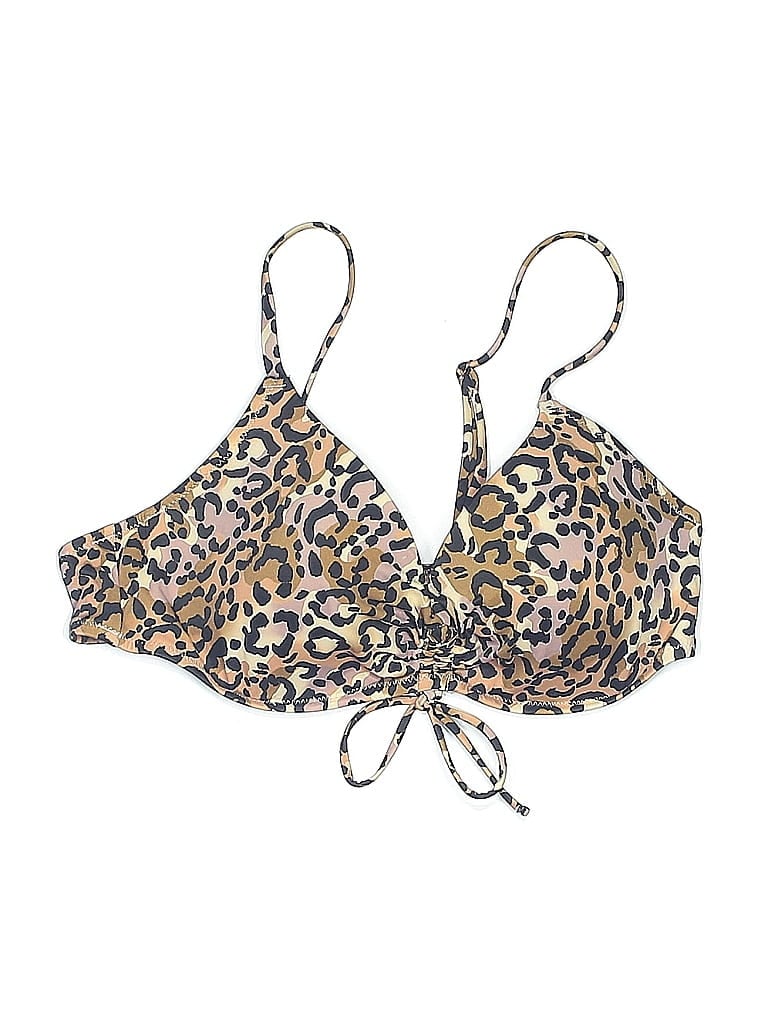 Shade & Shore Animal Print Gold Swimsuit Top Size Med (34C) - photo 1
