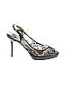 Jimmy Choo 100% Patent Leather Paisley Gray Black Nova Lace Patent Leather Slingback Heels Size EU 39 1/2 - photo 1