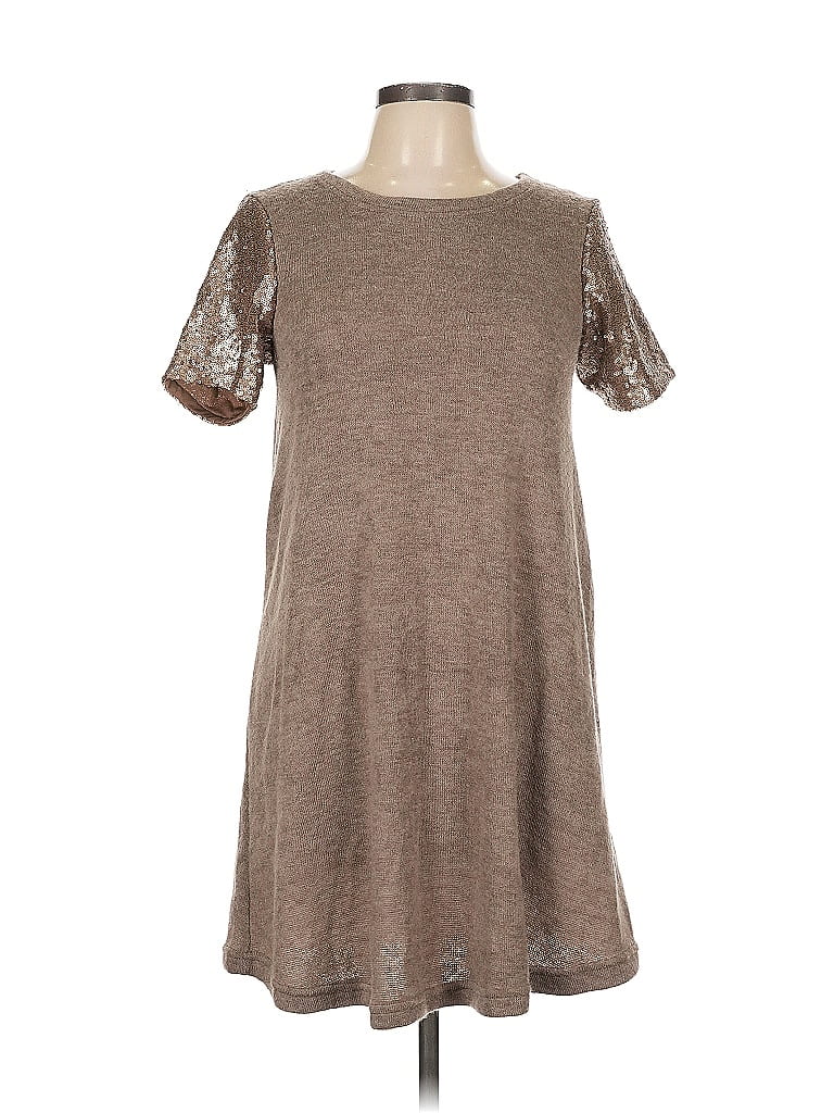 She + Sky Short Sleeve Top Brown Crew Neck Tops In Brown