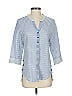 Habitat Stripes Blue 3/4 Sleeve Button-Down Shirt Size XS - photo 1