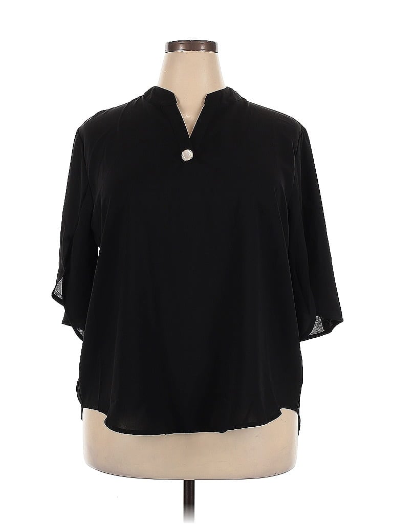 Pre-owned Unbranded 3/4 Sleeve Blouse In Black