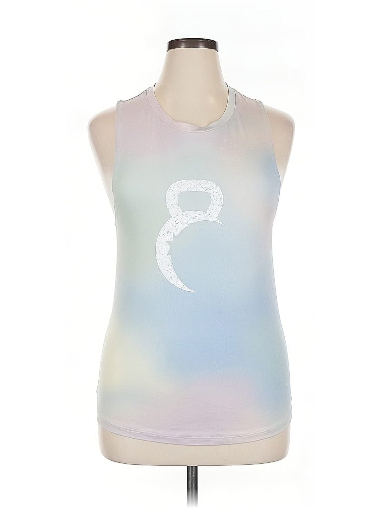 Pre-owned Zyia Active Tank Top Silver Halter Neckline Tops